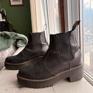 Dr. Martens Black Platform Leather Ankle Boots